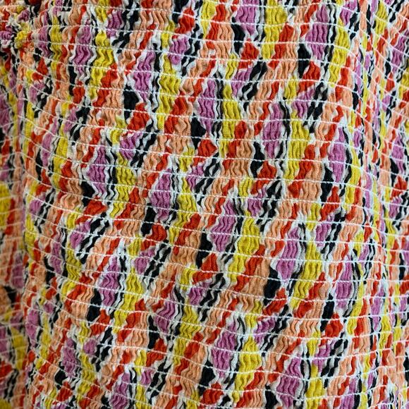 Maeve Retro Orange and Red Smocked Sleeveless Sweetheart Top - Picture 5 of 8